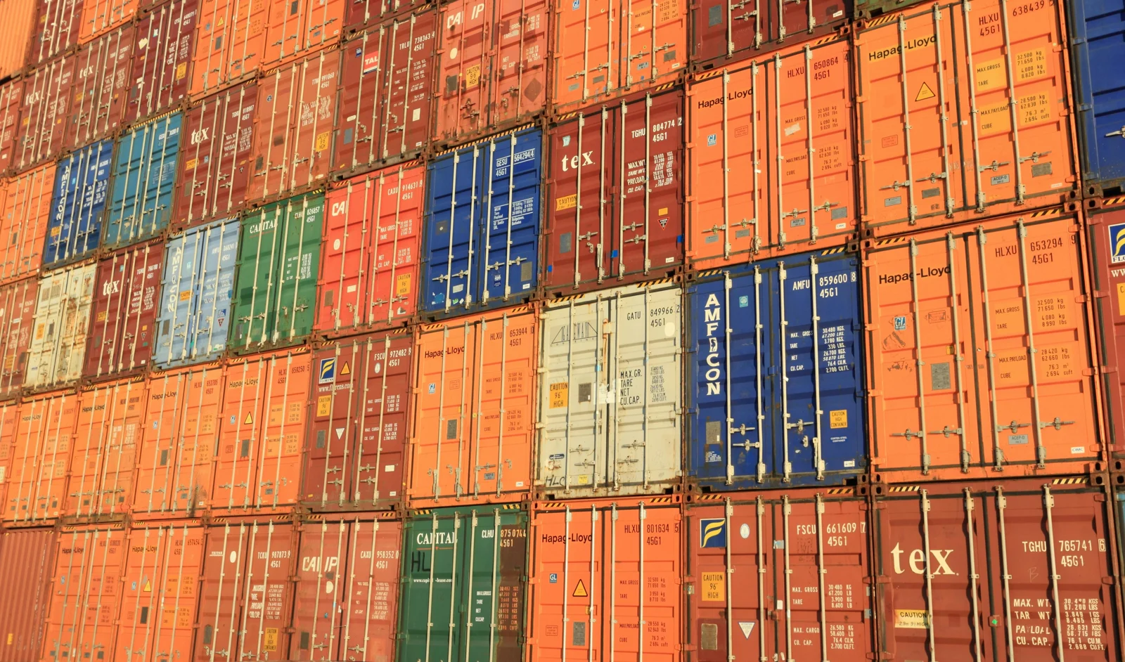Freight containers at a shipping terminal