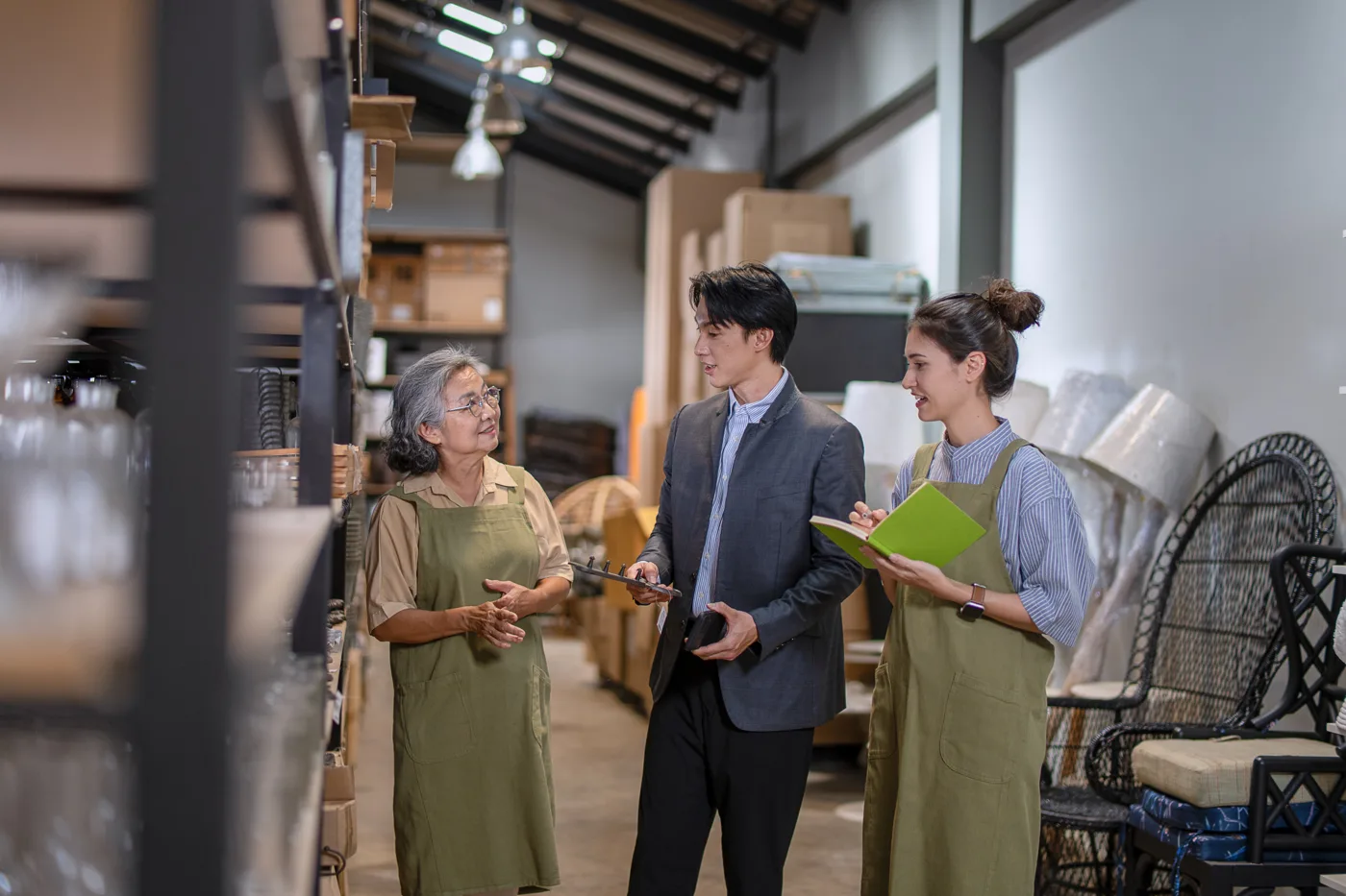 A business conversation on the shop floor